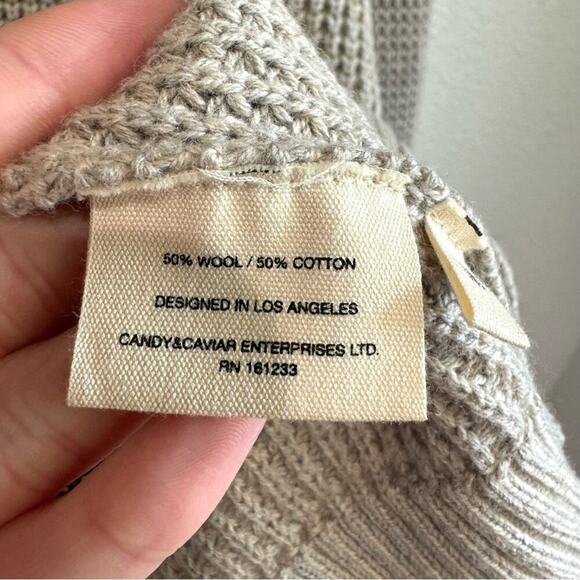 Crafted by Candy & Caviar Men's Medium Wool Cotton Blend Waffle Henley Sweater - Picture 5 of 9